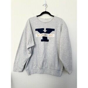 Yale Vintage 90s Crewneck Sweatshirt Gray University College Fleece Women Large